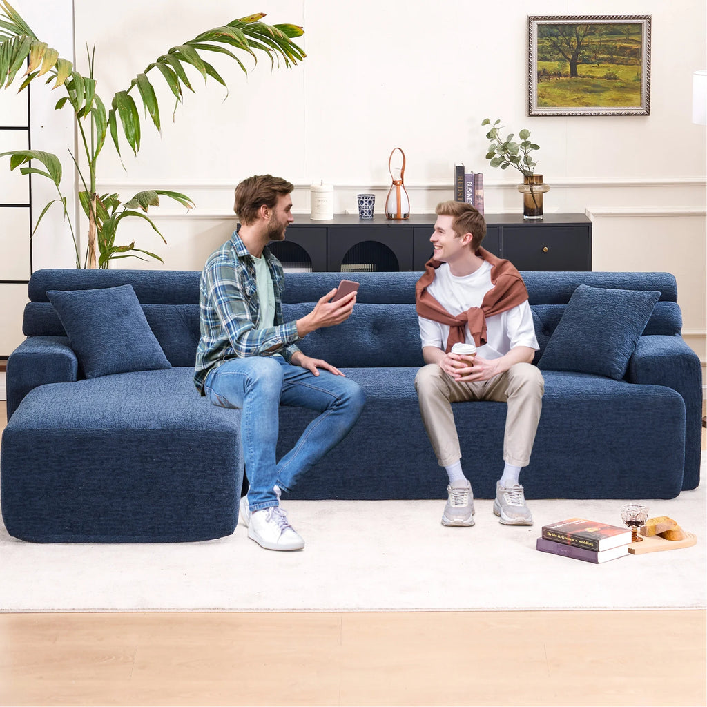 4 Compression, Antique Blue - Home Decor with Wider, Deep Seat & Elevated for Chic Living Couch Room Furniture Deeper Back Relax