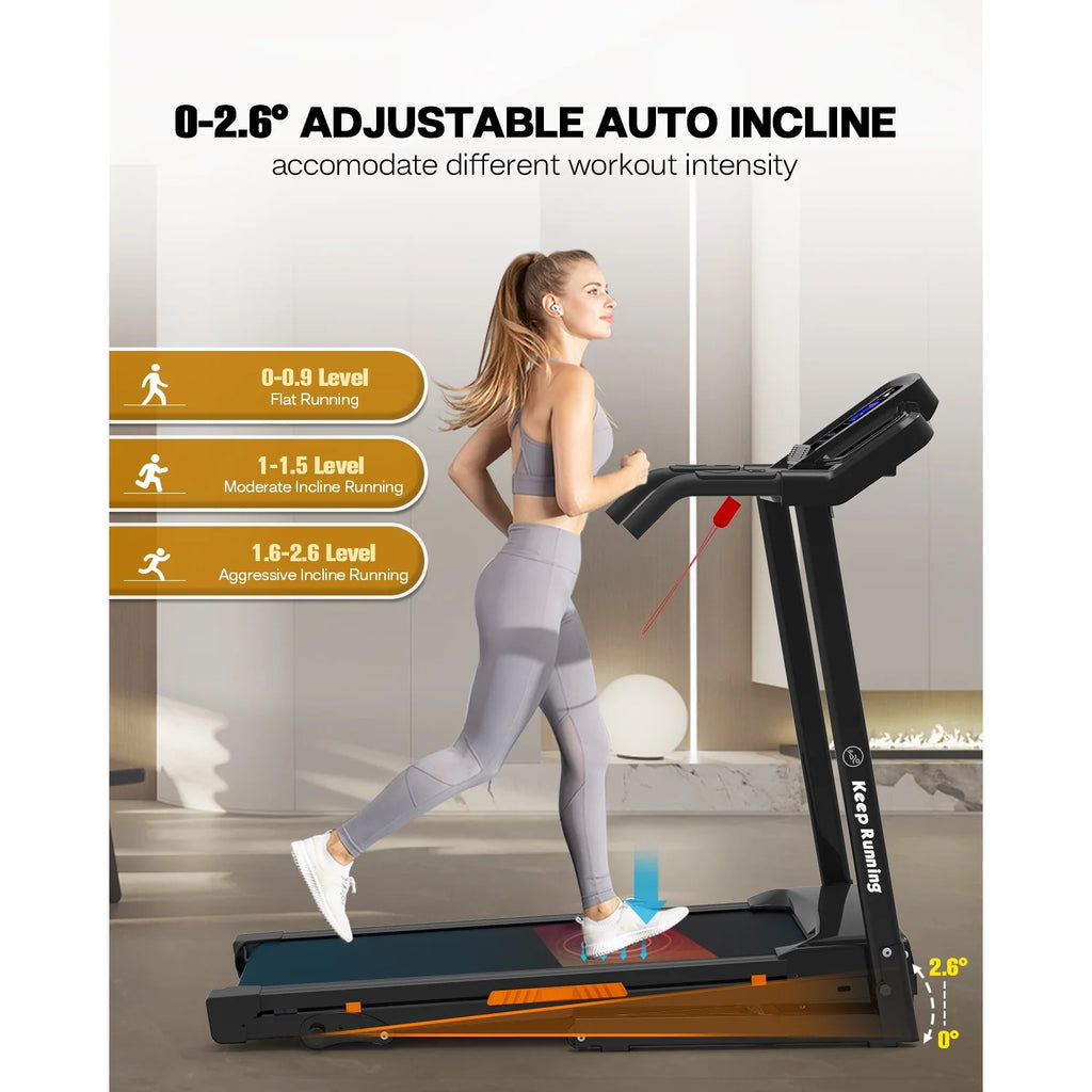 3.5HP 330 lb Weight Foldable Electric Running Walking Machine with Bluetooth/APP for Home, Fitness Jogging Exercise, Easy Installation and Space Saver for Home Office Gym