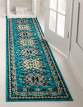 Unique Loom Taftan Turquoise 10 ft Runner Area Rug