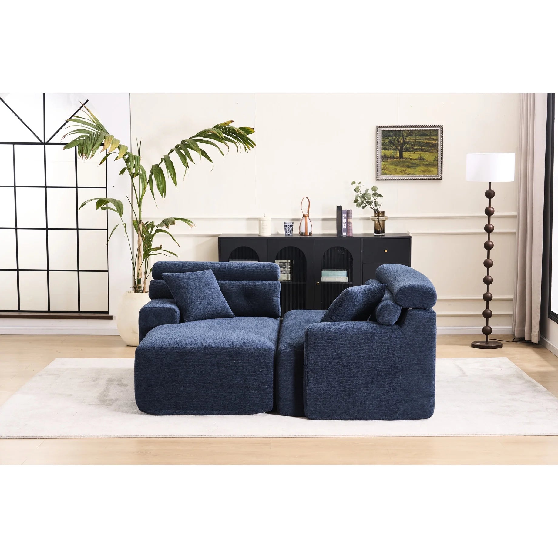 4 Compression, Antique Blue - Home Decor with Wider, Deep Seat & Elevated for Chic Living Couch Room Furniture Deeper Back Relax