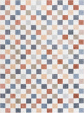 Hauteloom Alie Colorful Checkered Washable Rug | Washable Area Rug for Living Room, Bedroom | Colorful Checkered Rug - 5'3" x 7' Rectangle