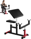 VEVOR Preacher Curl Bench, Strength Training Biceps Machine, Max Load 440 lb Home Gym Equipment, Seated Arm Isolated Barbell Dumbbell Bicep Station, Adjustable Weight Benches for Home Gym