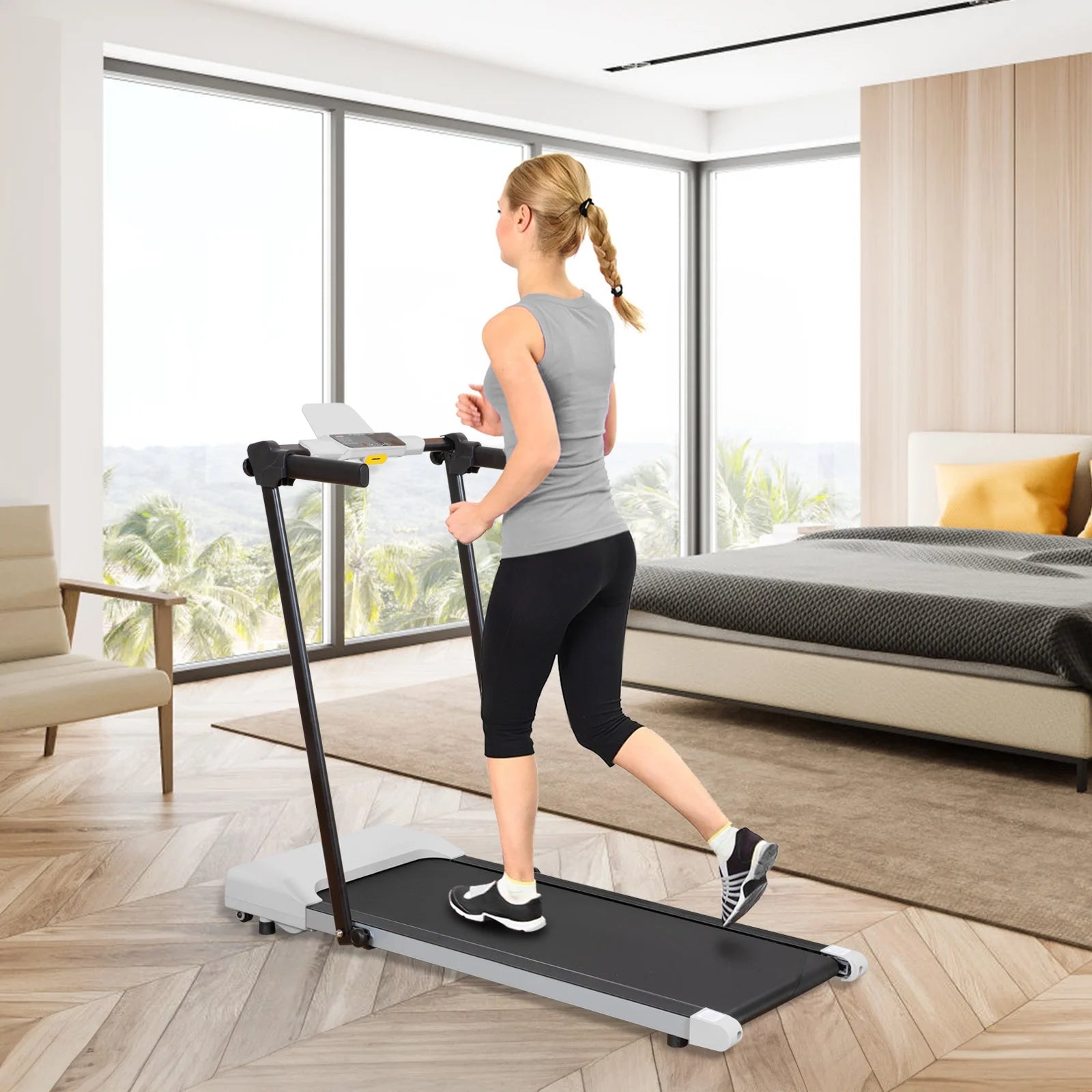 Ambifirner Portable Folding Treadmill, 3.0 HP Foldable Compact Treadmill for Home Office with 300 lb Capacity for Walking & Running