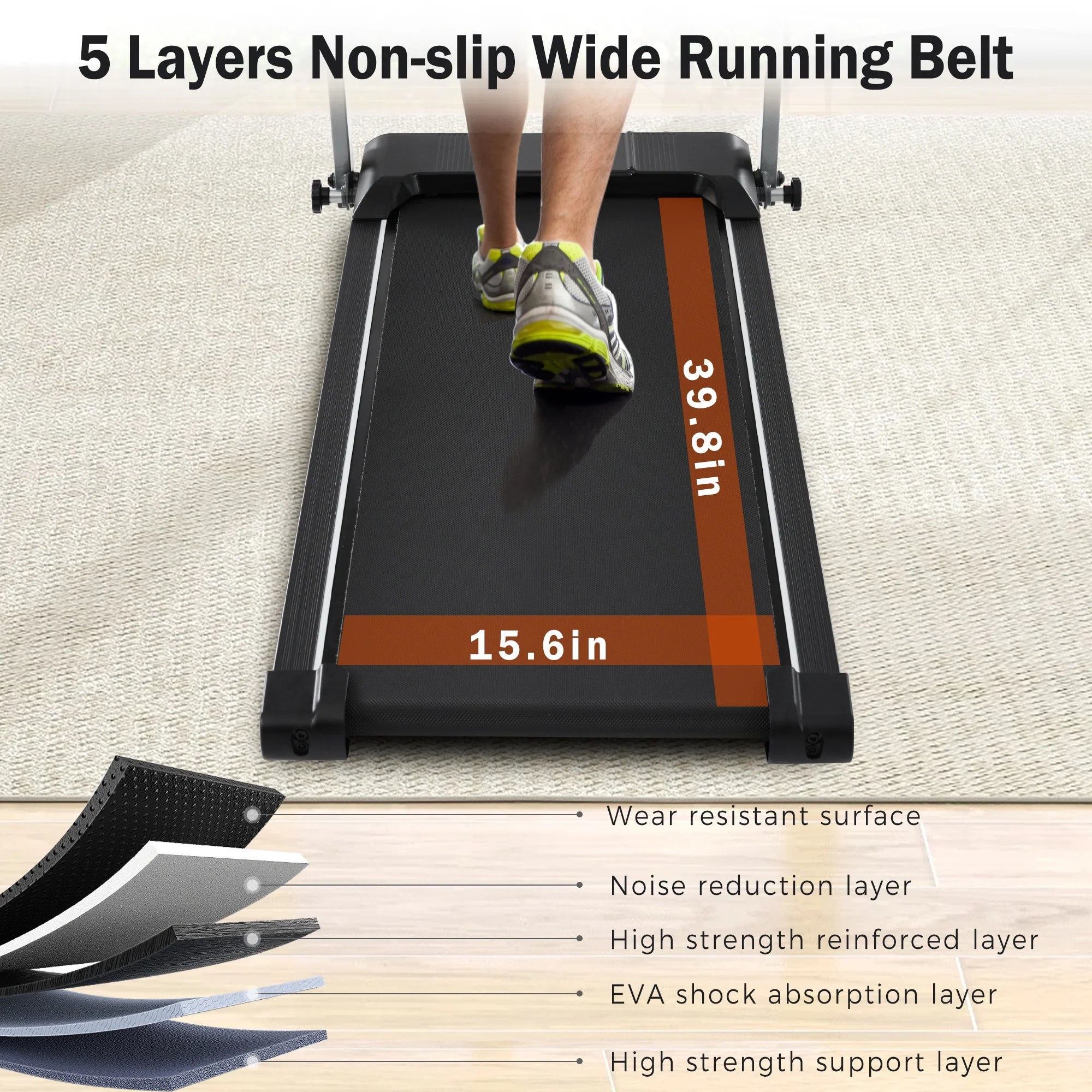 EUROCO 2.5HP Folding Treadmill with 7.5mph Speed, 265 lb Walking Exercise Treadmill with LED Display, 3 - Level Incline and 12 Preset Program for Home Office