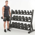 350 lb Hex Dumbbell Set with Rack, 5 - 50 lb Pairs - Rubber Coated Iron Weights for Home Gym, Strength Training & Muscle Building