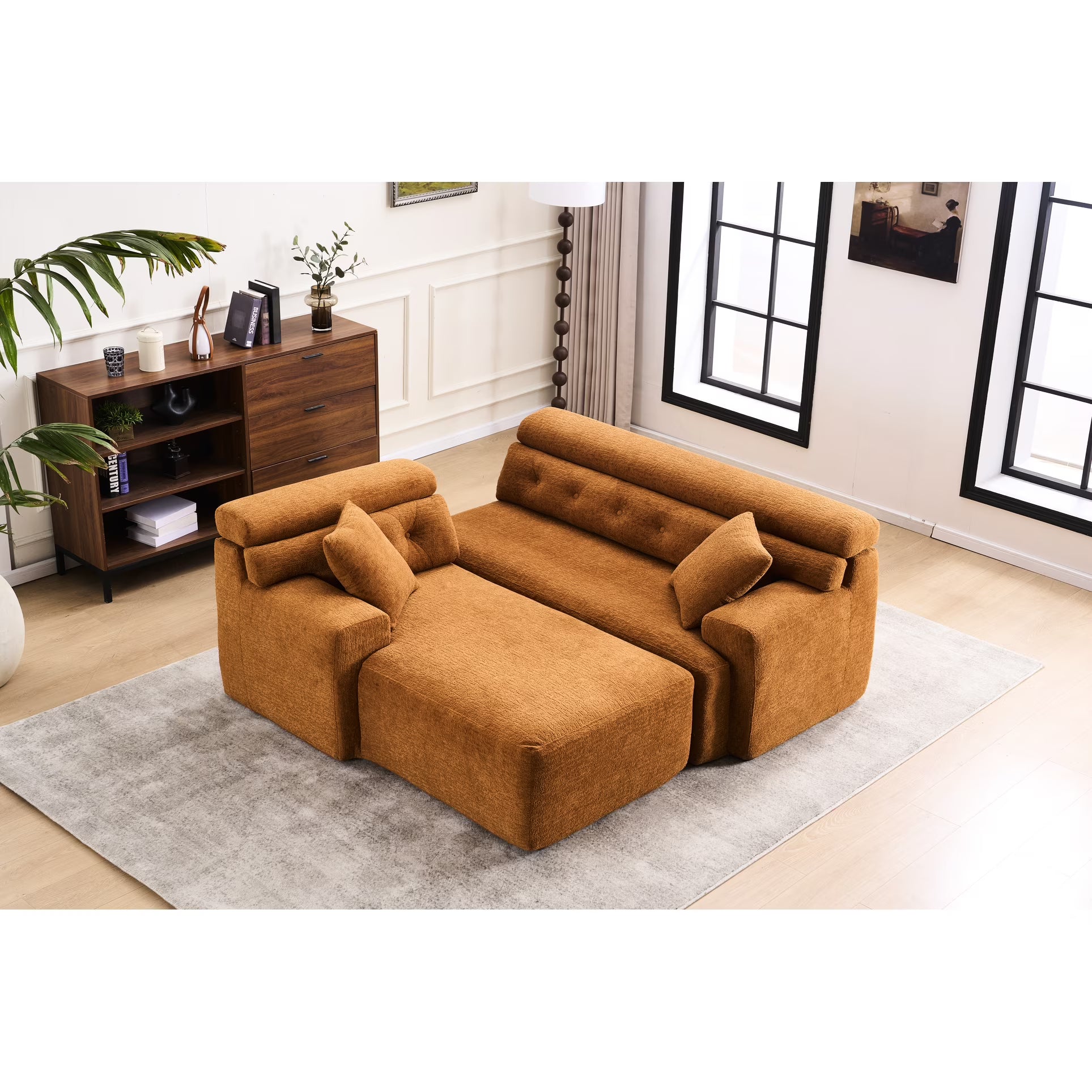 4 Compression, Antique Blue - Home Decor with Wider, Deep Seat & Elevated for Chic Living Couch Room Furniture Deeper Back Relax