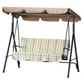 Outsunny Steel Outdoor Porch Swing Lounge Chair 3 Person with Top Canopy