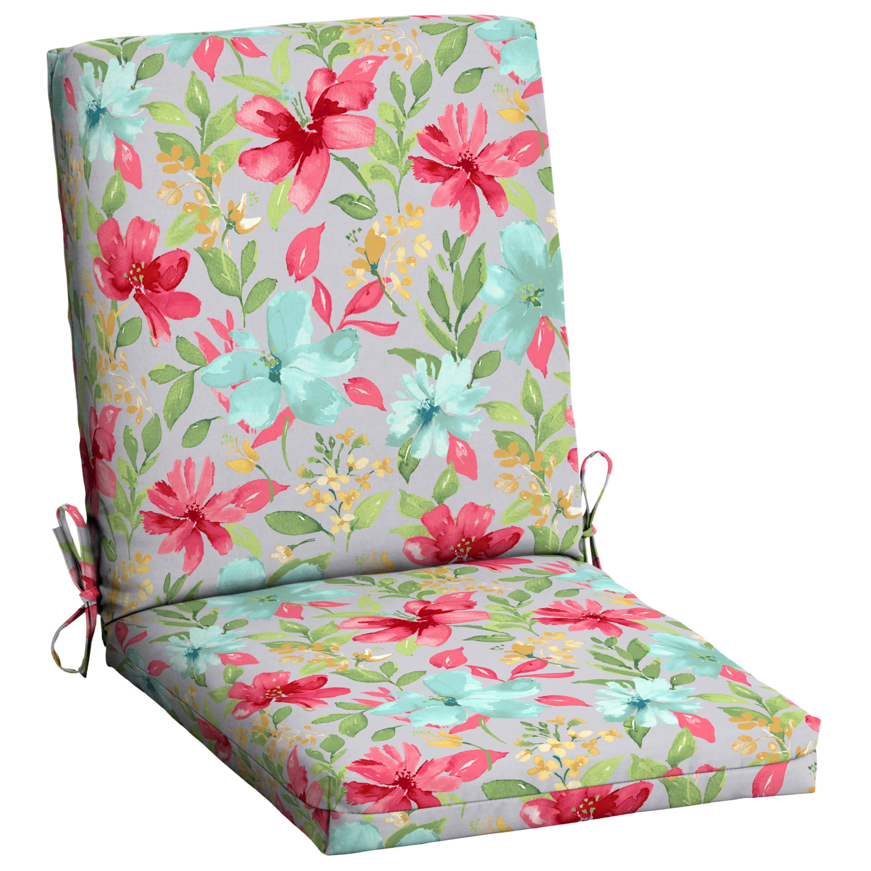 Mainstays 43 inch x 20 inch Multi-Color Floral Rectangle Outdoor Chair Cushion, 1 Piece, Size: 20 x 43