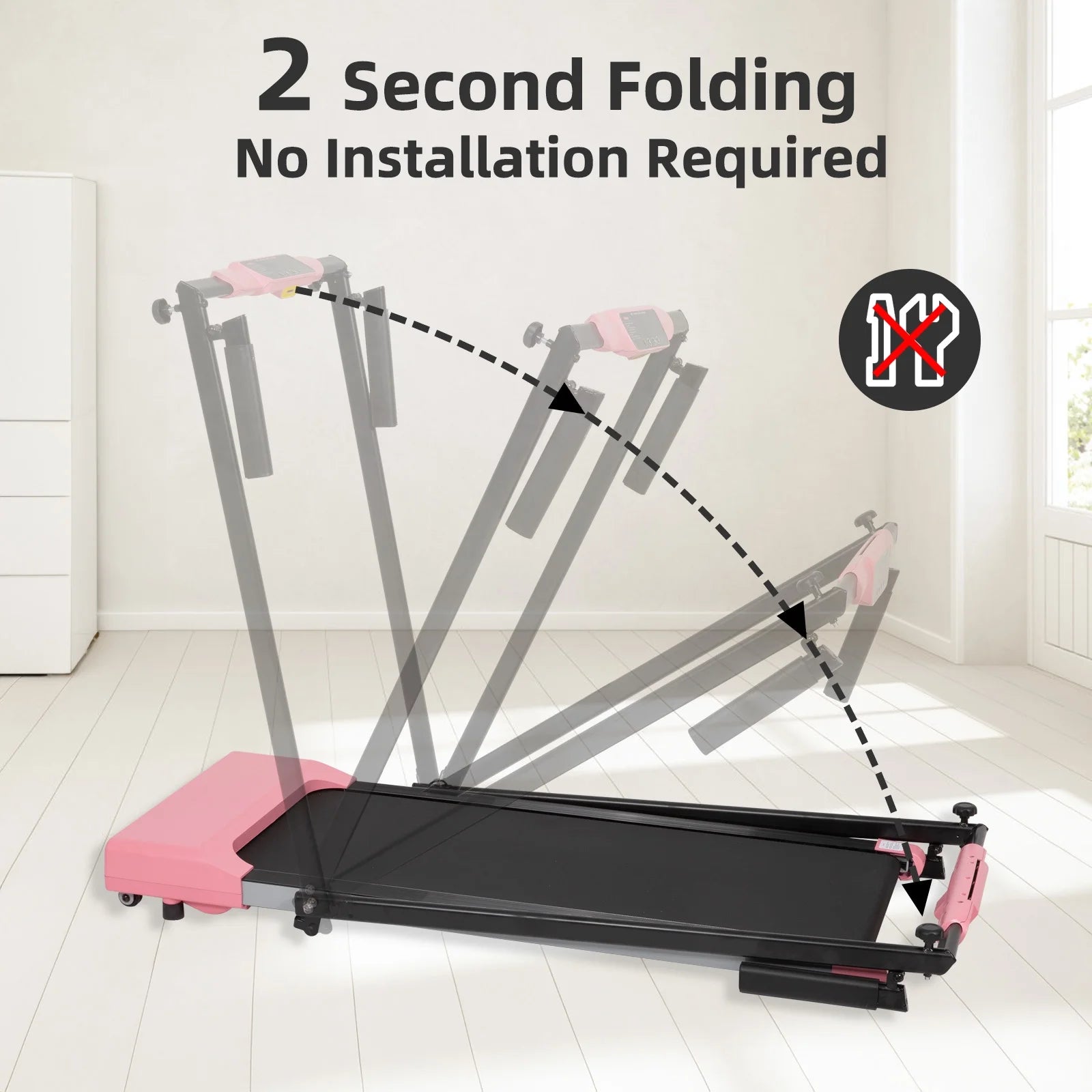 Ambifirner Portable Folding Treadmill, 3.0 HP Foldable Compact Treadmill for Home Office with 300 lb Capacity for Walking & Running
