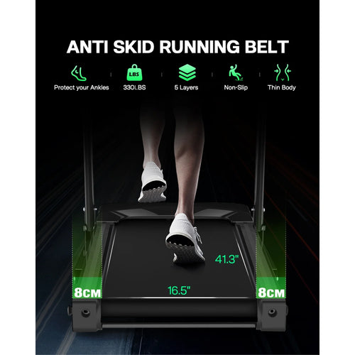 3.5HP 330 lb Weight Foldable Electric Running Walking Machine with Bluetooth/APP for Home, Fitness Jogging Exercise, Easy Installation and Space Saver for Home Office Gym