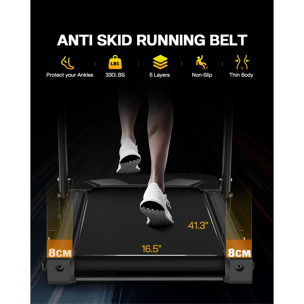 3.5HP 330 lb Weight Foldable Electric Running Walking Machine with Bluetooth/APP for Home, Fitness Jogging Exercise, Easy Installation and Space Saver for Home Office Gym