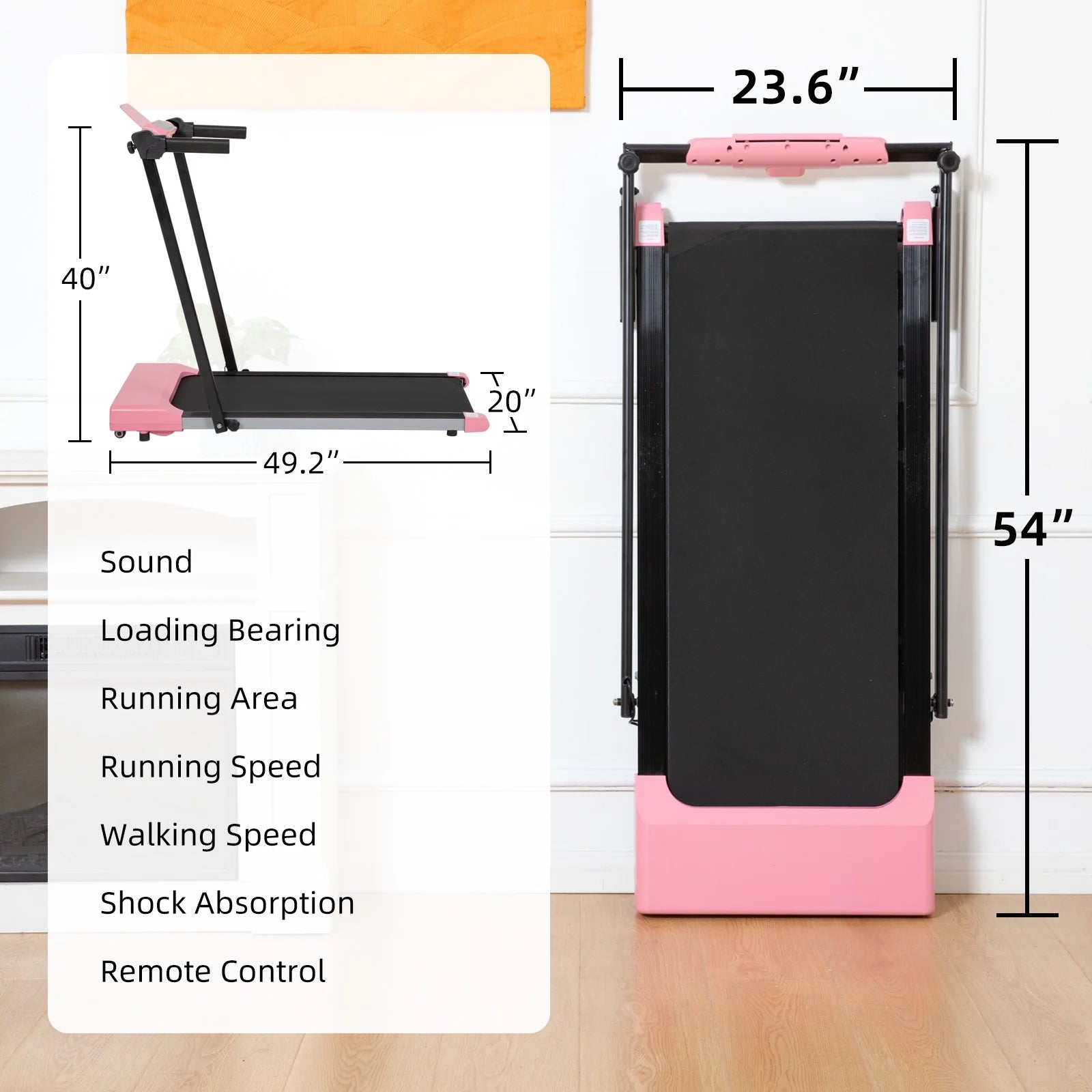 Ambifirner Portable Folding Treadmill, 3.0 HP Foldable Compact Treadmill for Home Office with 300 lb Capacity for Walking & Running