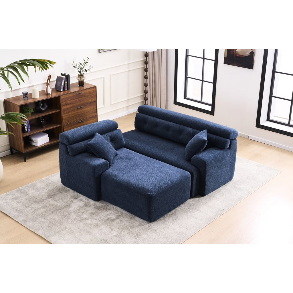 4 Compression, Antique Blue - Home Decor with Wider, Deep Seat & Elevated for Chic Living Couch Room Furniture Deeper Back Relax