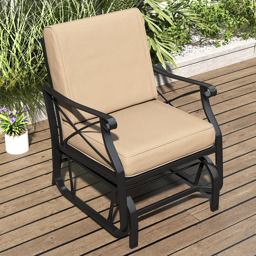 Tangkula Patio Glider Rocking Chair with Metal Frame and Thick Cushions