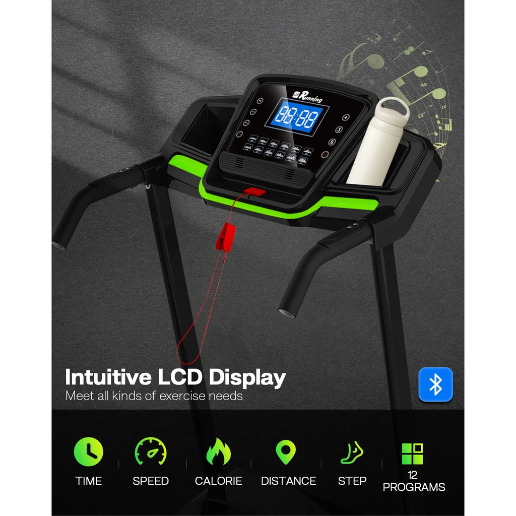 3.5HP 330 lb Weight Foldable Electric Running Walking Machine with Bluetooth/APP for Home, Fitness Jogging Exercise, Easy Installation and Space Saver for Home Office Gym