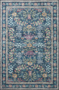 Rifle Paper Co. x Loloi 5'0" x 7'6" Blue/Multicolor Maison Frances (MAO-06) Area Rug