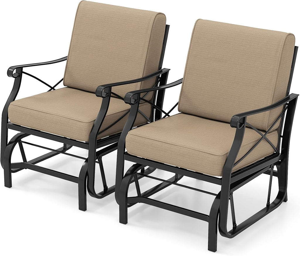 Tangkula Patio Glider Rocking Chair with Metal Frame and Thick Cushions