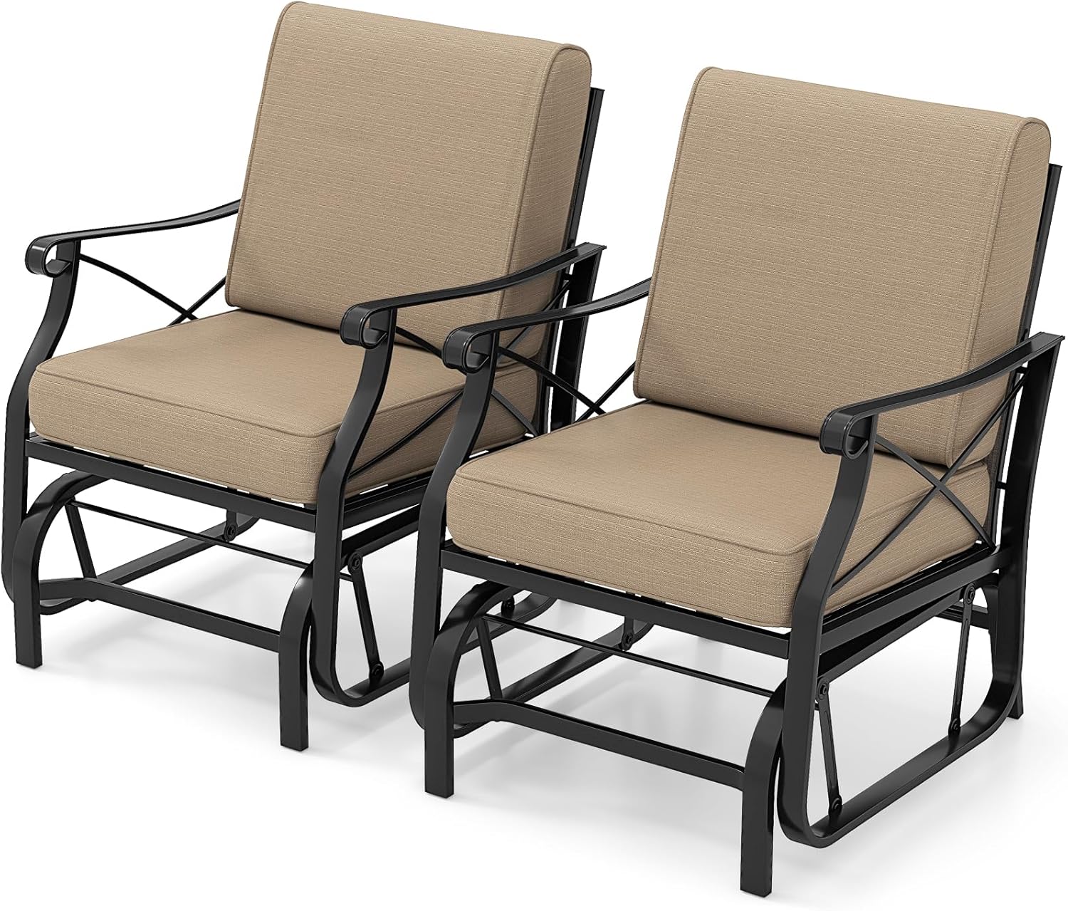 Tangkula Patio Glider Rocking Chair with Metal Frame and Thick Cushions